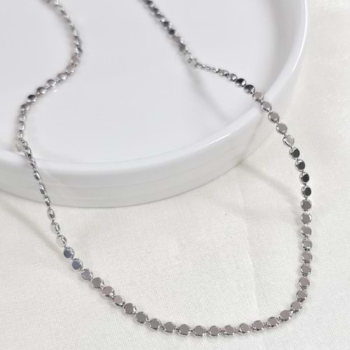 XUPING 3 MM EZME PUL ZİNCİR KOLYE 50 CM BEYAZ