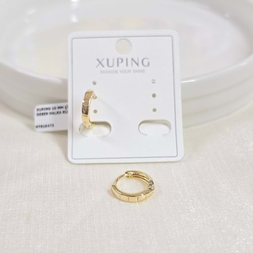 XUPING 10 MM ÇİZGİ DESEN HALKA KÜPE GOLD