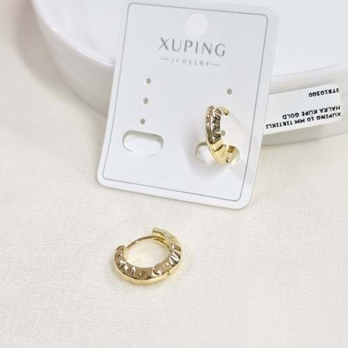 XUPING 10 MM TIRTIKLI HALKA KÜPE GOLD