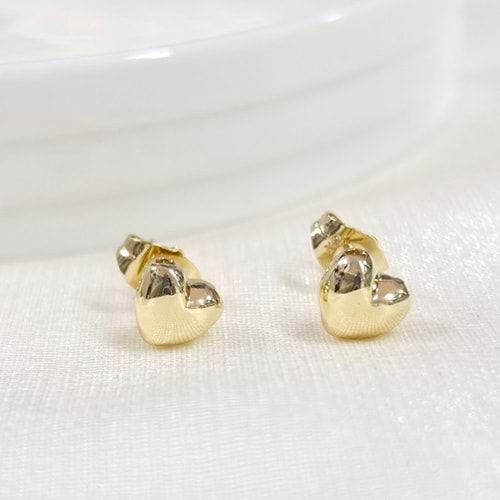 XUPING 8 MM BOMBELİ KALP ÇİVİ KÜPE GOLD