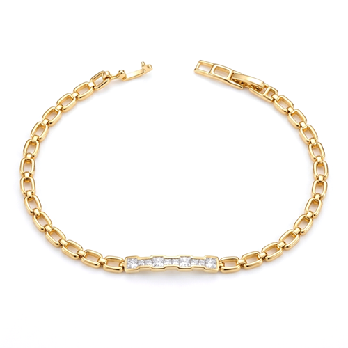 XUPING 5 MM TAŞLI PLAKA BİLEKLİK 17+2 CM GOLD