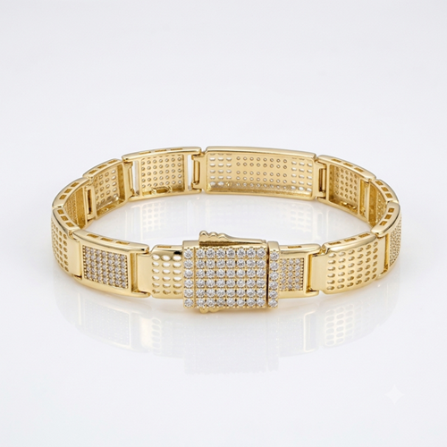 XUPING 10 MM KALIN TAŞLI KUTU KİLİT BİLEKLİK 19 CM GOLD