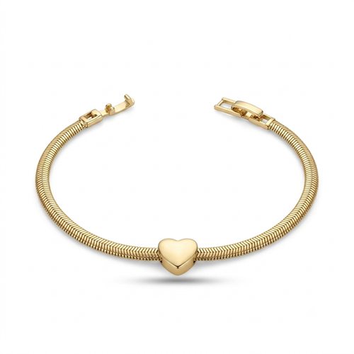 CMJEWELRY YASSI ZİNCİR KALP BİLEKLİK 17+2 CM GOLD
