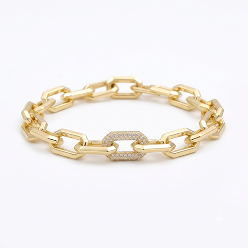 CMJEWELRY 8 MM ATAÇ ZİNCİR BİLEKLİK 17+1 CM GOLD