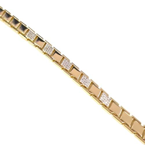 CMJEWELRY 9 MM TAŞLI PLAKA BİLEKLİK 17+2 CM GOLD