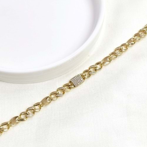 XUPING 8 MM KUTU TAŞLI GURMET BİLEKLİK 17+2 CM GOLD