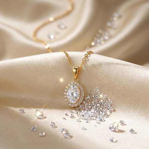 XUPING 10 MM OVAL TAŞLI KOLYE 45 CM GOLD
