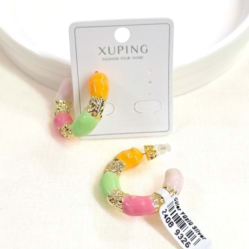 XUPING 3 CM TURUNCU MİNELİ HALKA ÇİVİ KÜPE GOLD