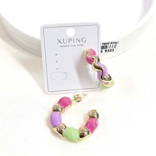XUPING 3 CM PEMBE MİNELİ HALKA ÇİVİ KÜPE GOLD