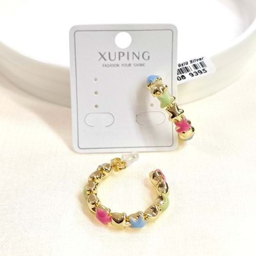 XUPING 3 CM RENKLİ MİNELİ YILDIZ HALKA ÇİVİ KÜPE GOLD
