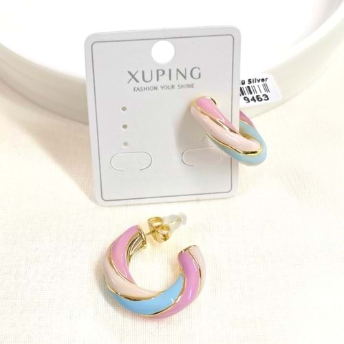 XUPING 2,6 CM RENKLİ MİNELİ HALKA ÇİVİ KÜPE GOLD
