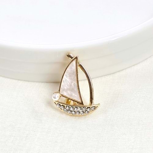 2,5 CM YELKEN BROŞ GOLD