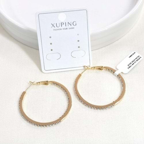 XUPING 32 MM TAŞLI HALKA KÜPE GOLD