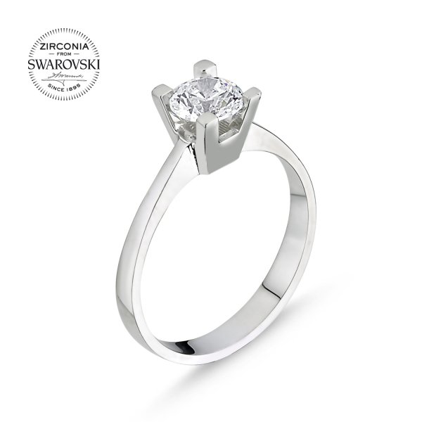 SWAROVSKI ZIRCONIA TEK TAŞ GÜMÜŞ YÜZÜK G5380