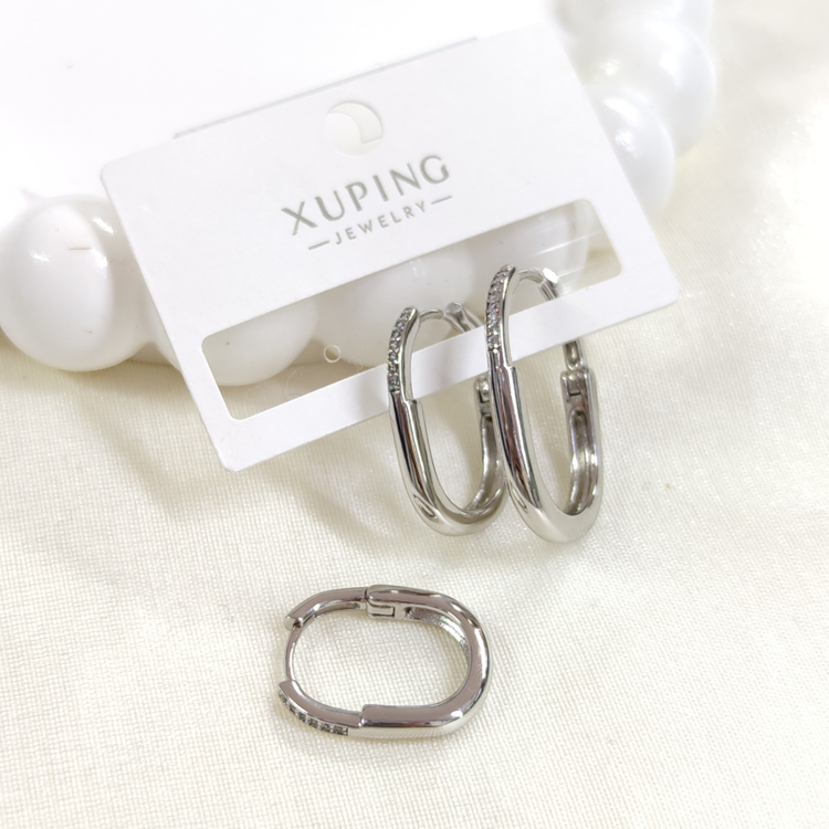 XUPING 12,15,17 MM OVAL KOMBİN HALKA KÜPE BEYAZ