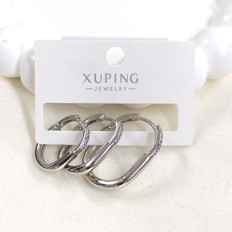 XUPING 12,15,17 MM OVAL KOMBİN HALKA KÜPE BEYAZ