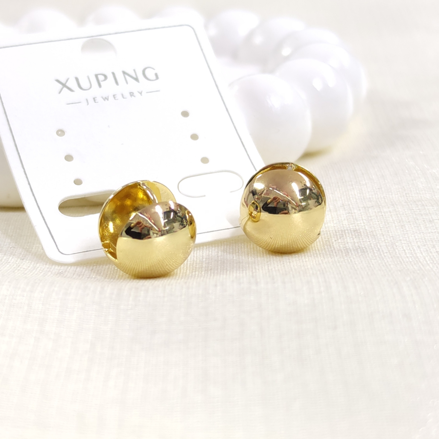 XUPING 13 MM TOP KALP DETAYLI ÇİFT TARAFLI 6 MM HALKA KÜPE GOLD