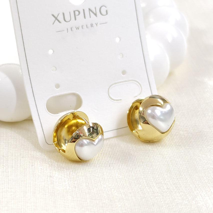 XUPING 13 MM TOP KALP DETAYLI ÇİFT TARAFLI 6 MM HALKA KÜPE GOLD