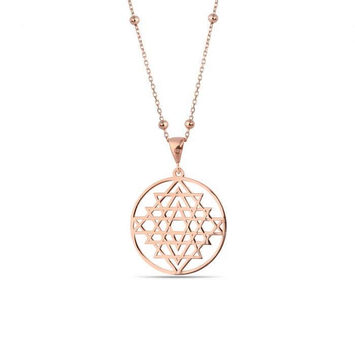 TOP ZİNCİRLİ SRİ YANTRA GÜMÜŞ KOLYE