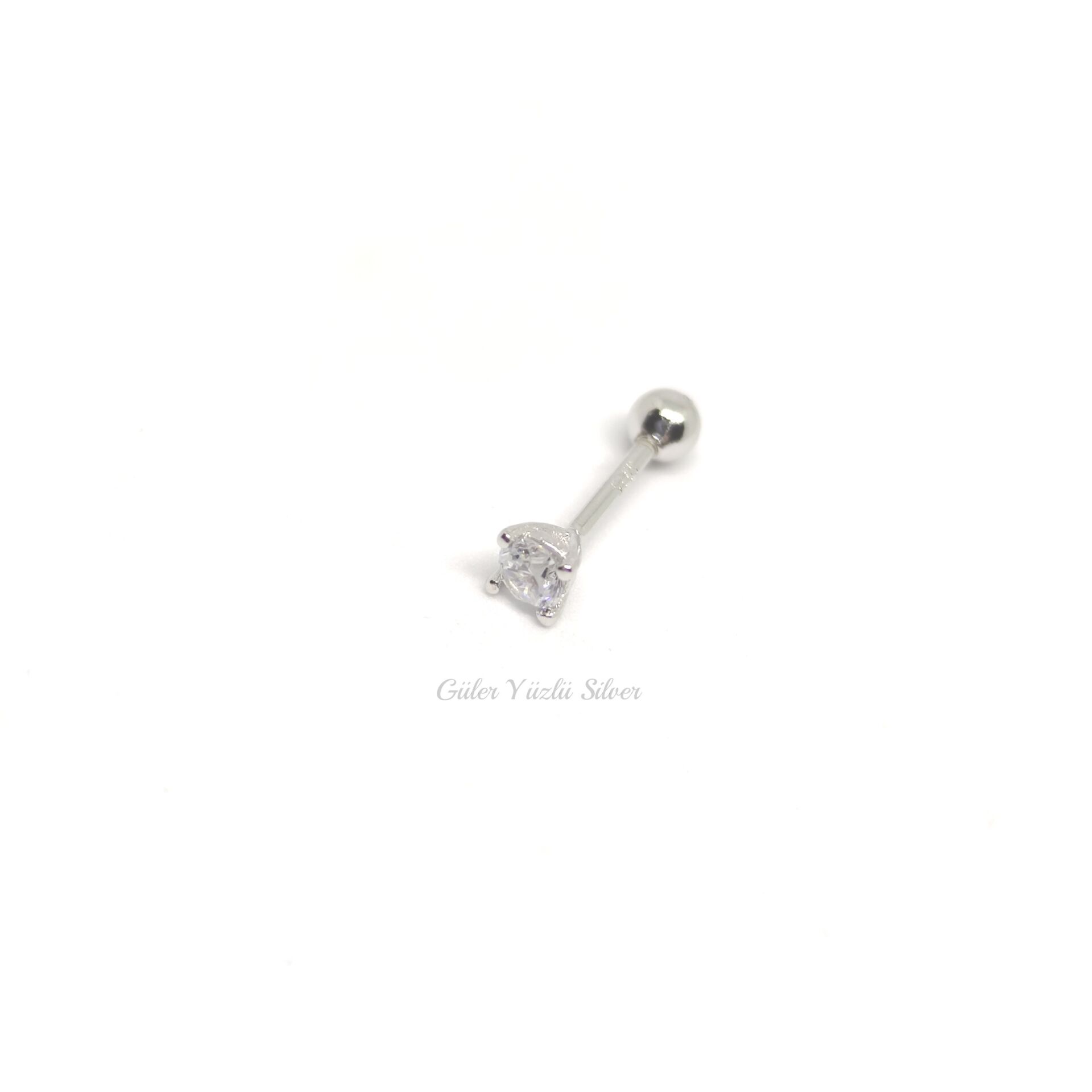 İTHAL 3 MM TEK TAŞ GÜMÜŞ TRAGUS PIERCING