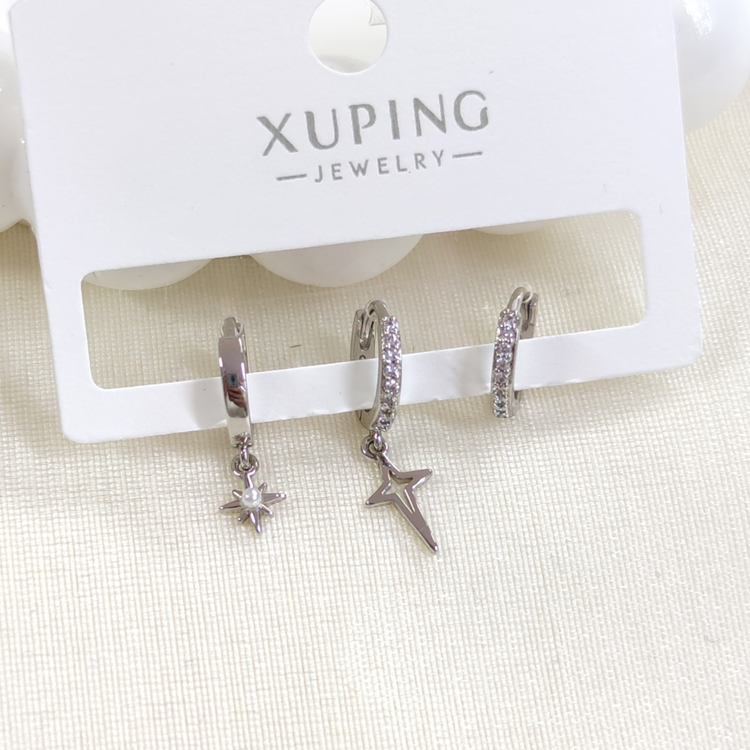 XUPING 8 MM MİNİ KUTUP YILDIZ KOMBİN HALKA KÜPE BEYAZ