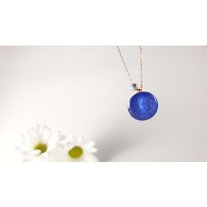 ARKASI DUALI MAVİ MİNELİ GÜMÜŞ KOLYE