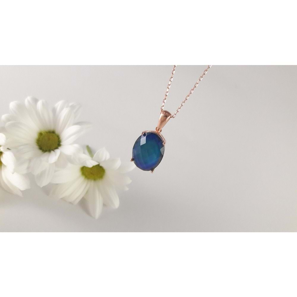 OVAL HİS TAŞI GÜMÜŞ KOLYE