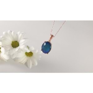 OVAL HİS TAŞI GÜMÜŞ KOLYE