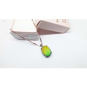 OVAL HİS TAŞI RENK DEĞİŞTİREN GÜMÜŞ KOLYE