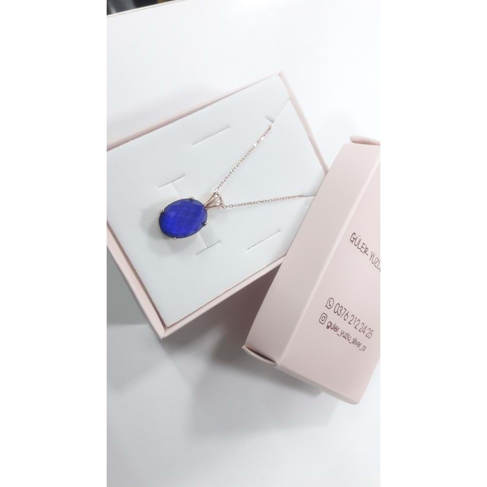 OVAL HİS TAŞI GÜMÜŞ KOLYE