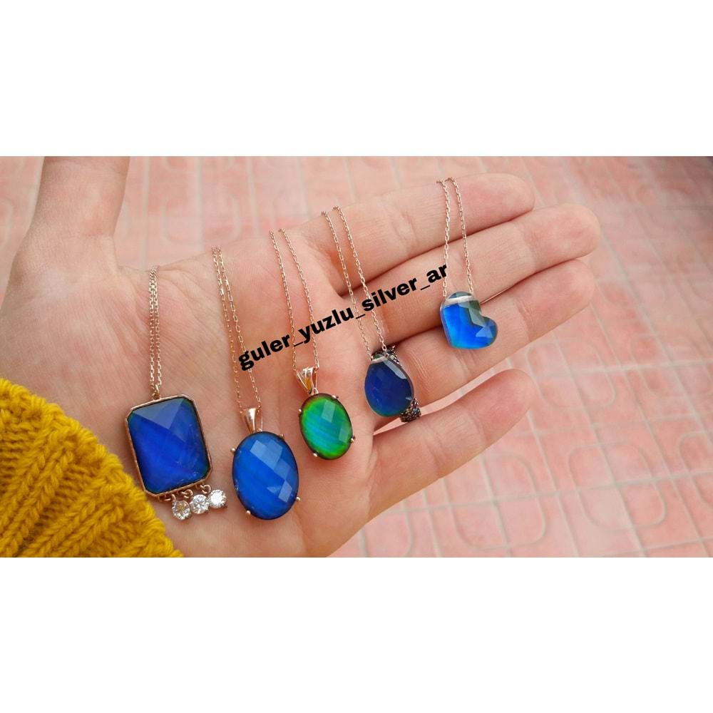 OVAL HİS TAŞI GÜMÜŞ KOLYE