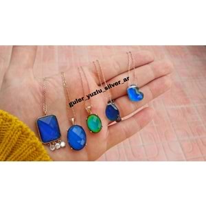 OVAL HİS TAŞI GÜMÜŞ KOLYE