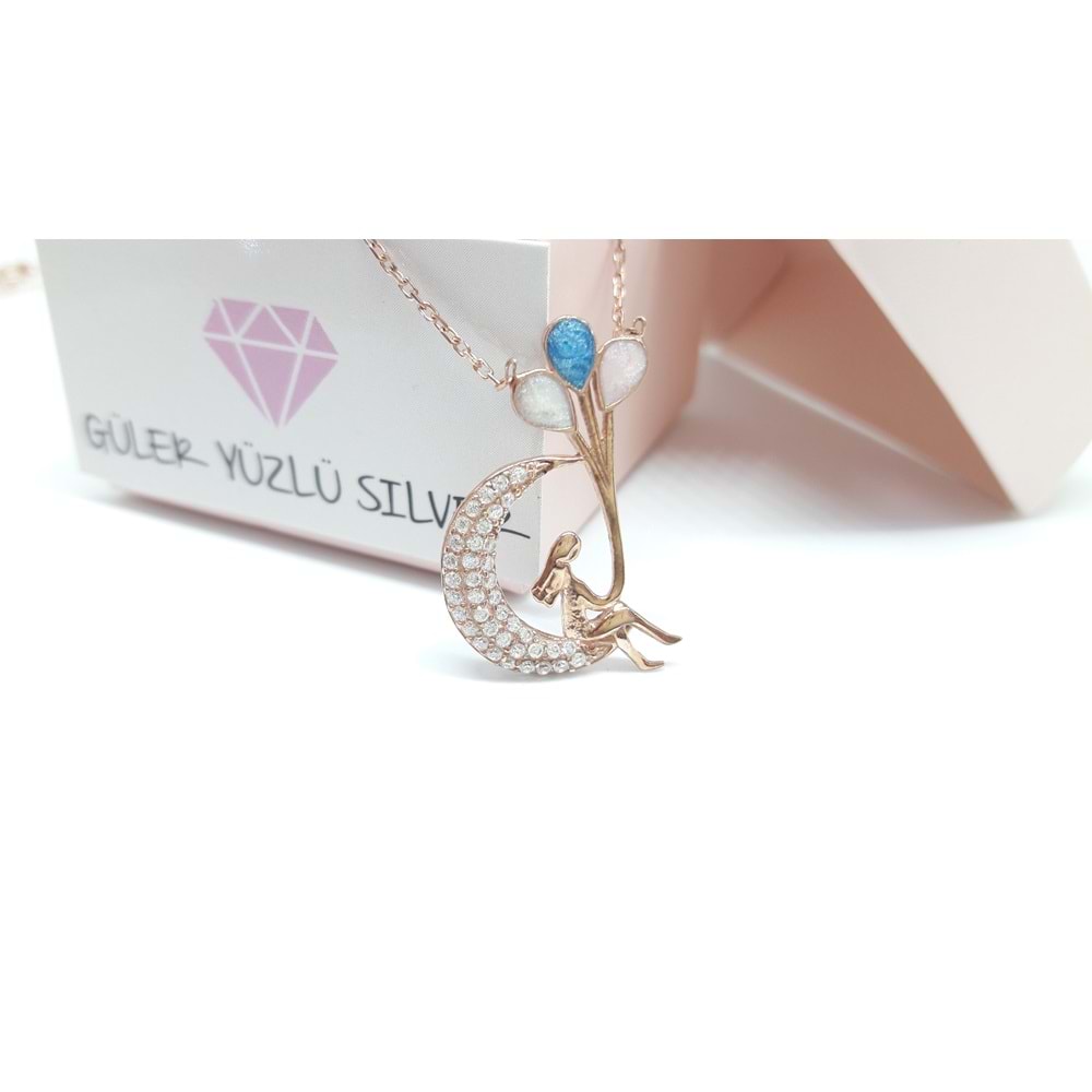 AYLI BALONLU KIZ GÜMÜŞ KOLYE