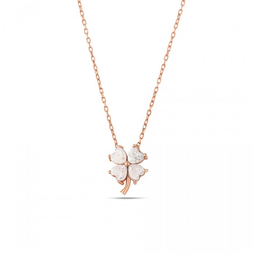 PEMBE TAŞLI YONCA GÜMÜŞ KOLYE