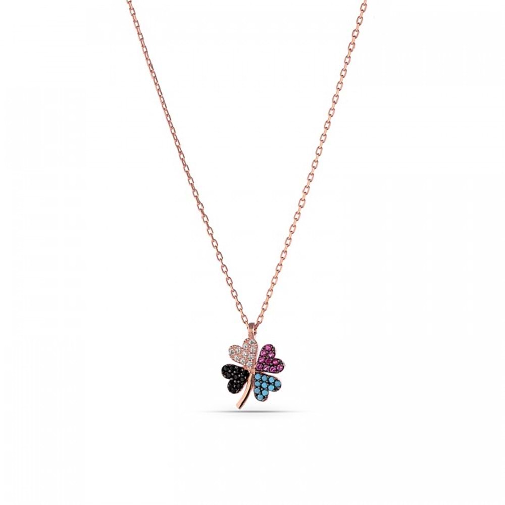 MULTICOLOR MİNİ YONCA GÜMÜŞ KOLYE