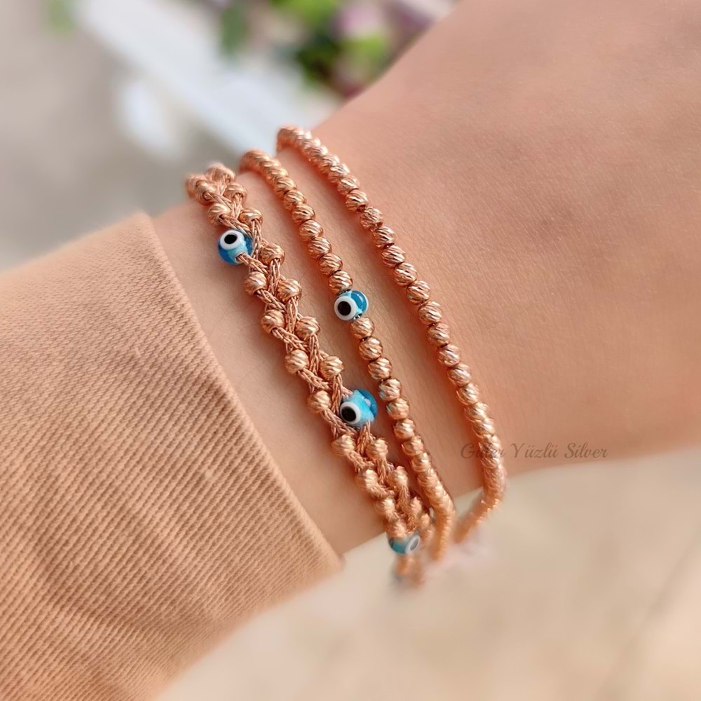 NAZAR BONCUKLU ROSE DORİCA GÜMÜŞ BİLEKLİK