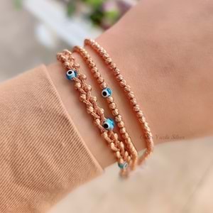 NAZAR BONCUKLU ROSE DORİCA GÜMÜŞ BİLEKLİK