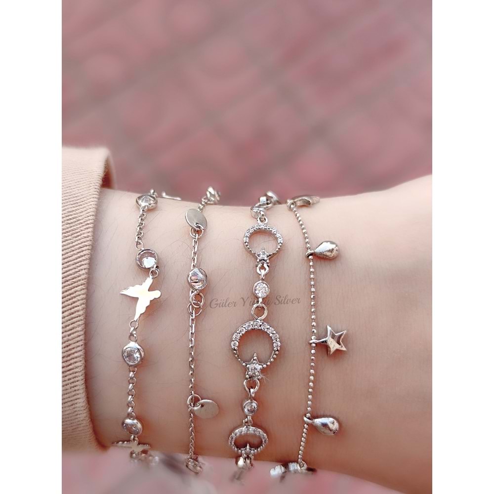 KELEBEKLİ TAŞLI GÜMÜŞ BİLEKLİK