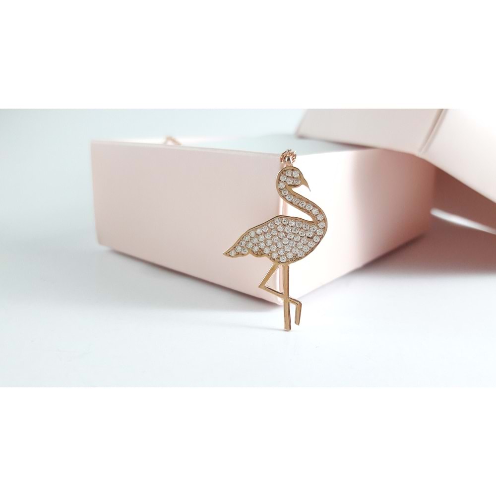 ROSE FLAMİNGO GÜMÜŞ KOLYE