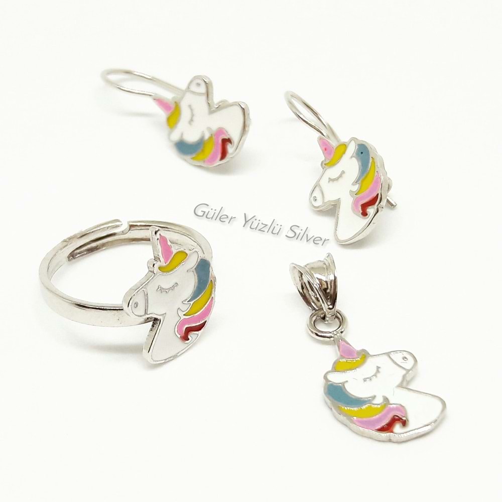 UNİCORN ÜÇLÜ GÜMÜŞ ÇOCUK SET