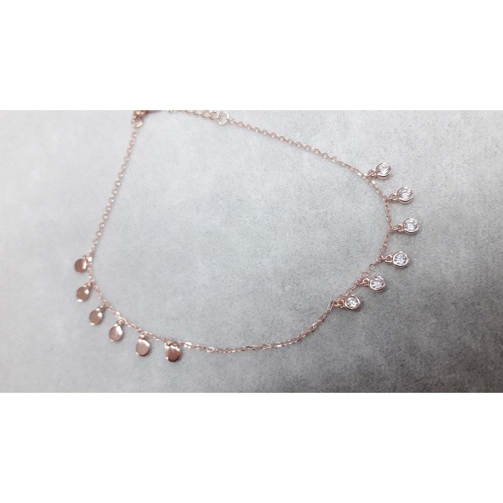 ROSE PULLU VE TAŞLI GÜMÜŞ HALHAL