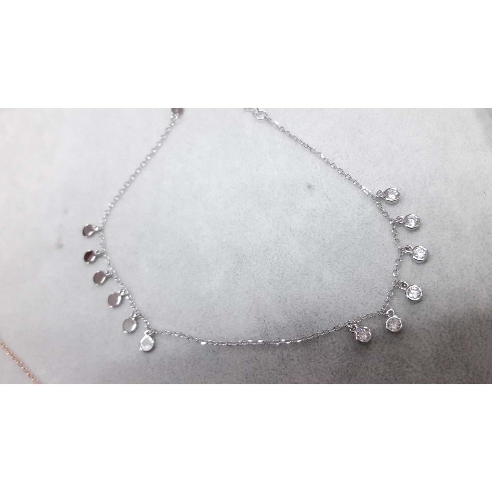 PULLU VE TAŞLI GÜMÜŞ HALHAL