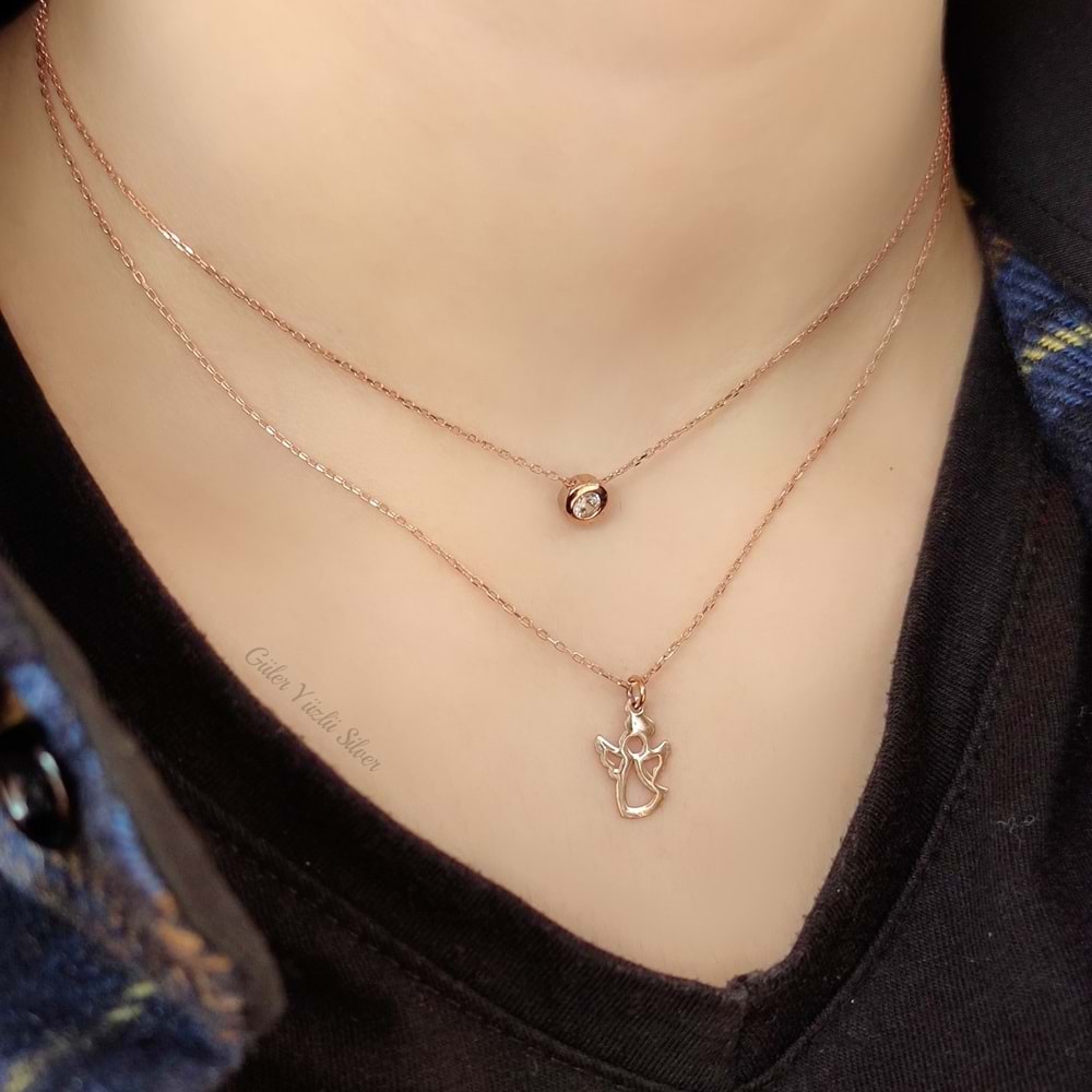 MELEK İKİLİ GÜMÜŞ KOLYE