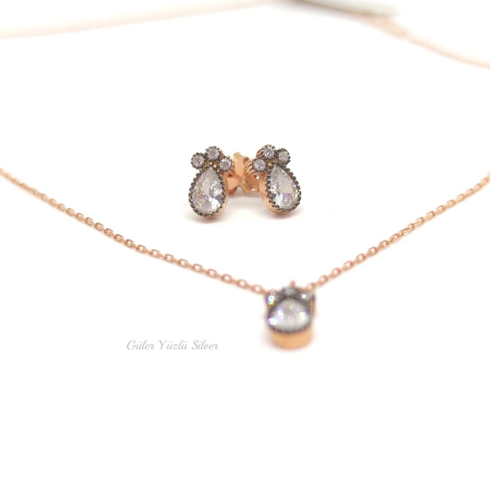 ELMAS MONTÜRLÜ DAMLA GÜMÜŞ SET