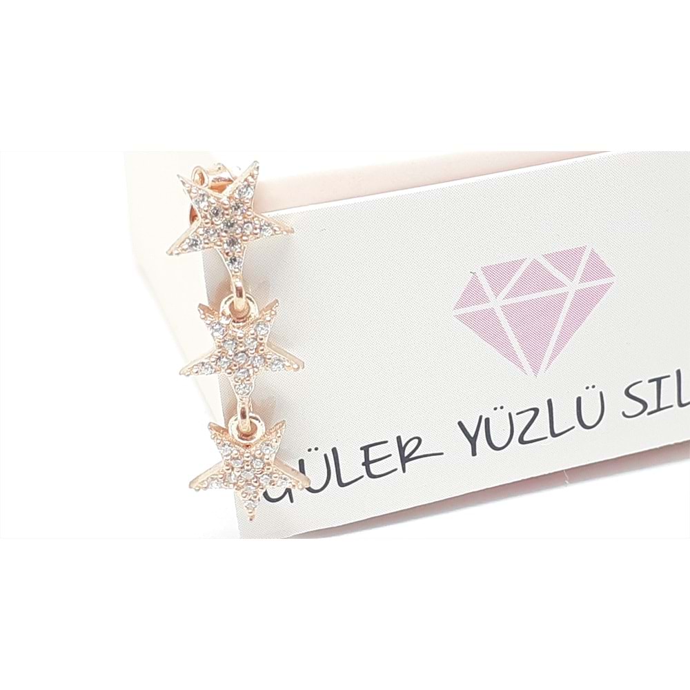 SALLANTILI ÜÇ YILDIZ GÜMÜŞ KÜPE (TEK)