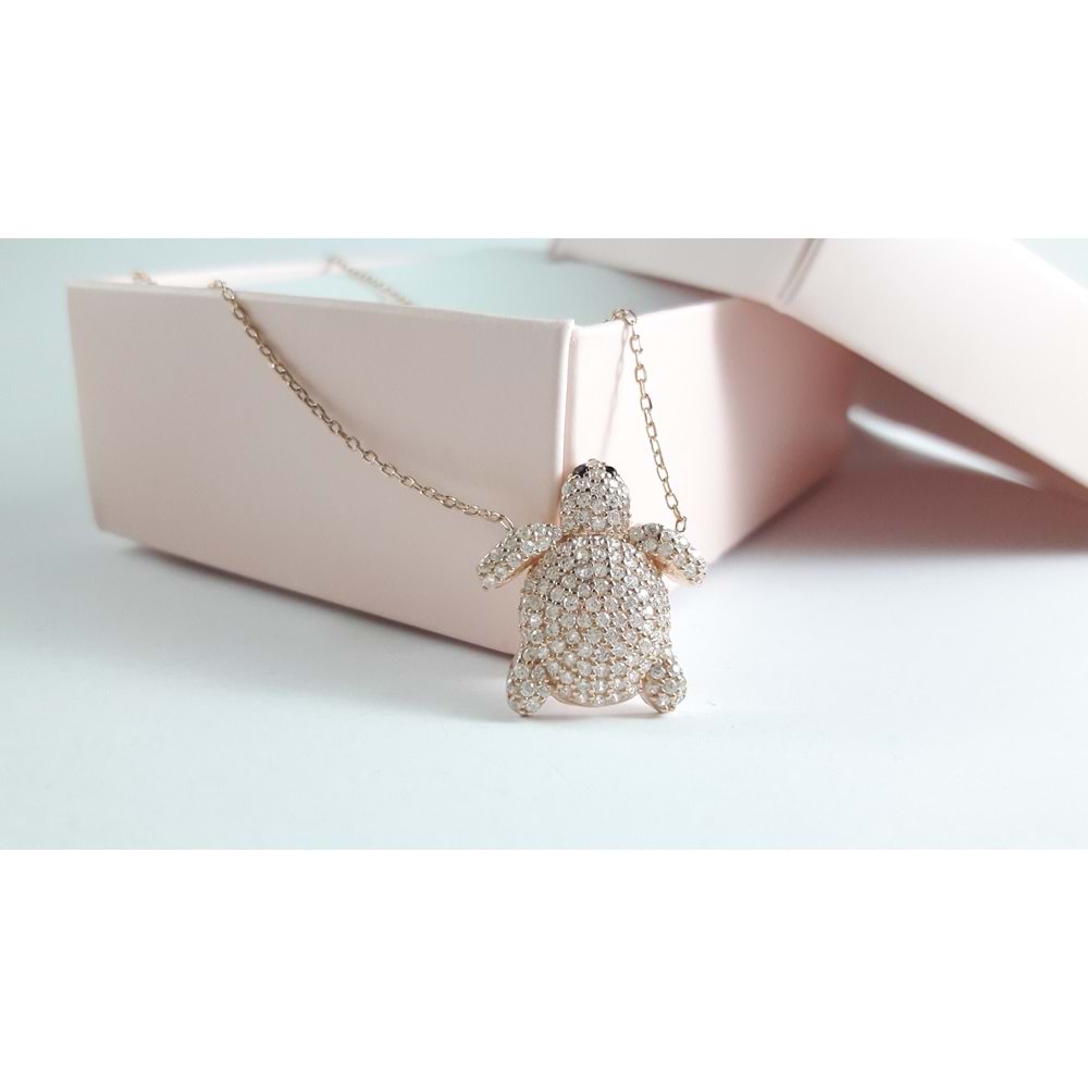 TAŞLI KAPLUMBAĞA GÜMÜŞ KOLYE