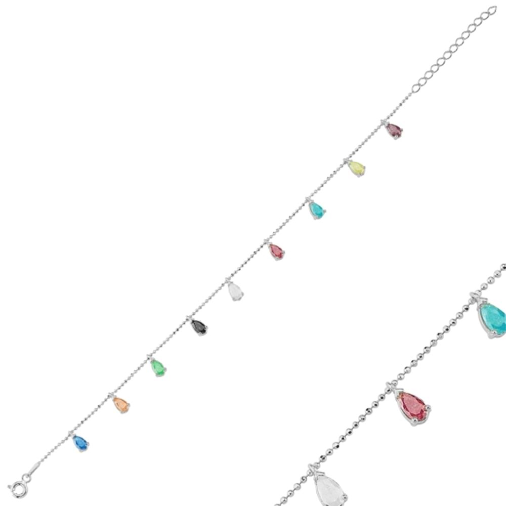 RENKLİ SALLANTILI DAMLA GÜMÜŞ BİLEKLİK