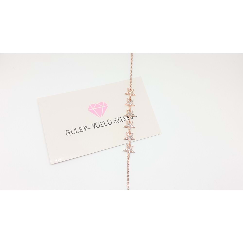 SIRALI ZİRKON TAŞLI YILDIZ GÜMÜŞ BİLEKLİK