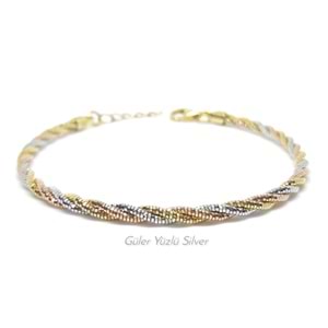 İTHAL ÜÇ RENK ESNEK GÜMÜŞ BİLEZİK
