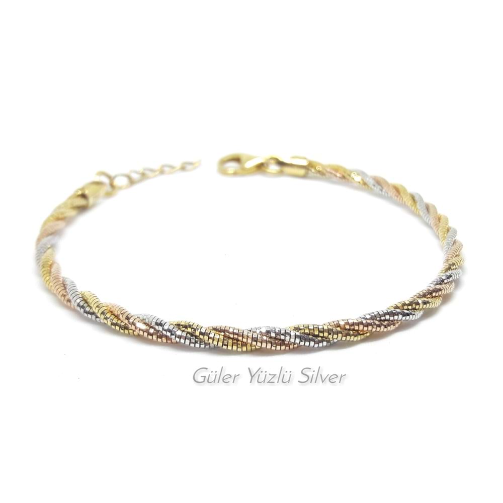 İTHAL ÜÇ RENK ESNEK GÜMÜŞ BİLEZİK